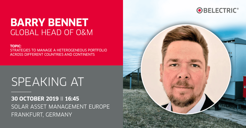 Barry Bennet (Global Head of O&M) is speaking at Solar Asset Management Europe
