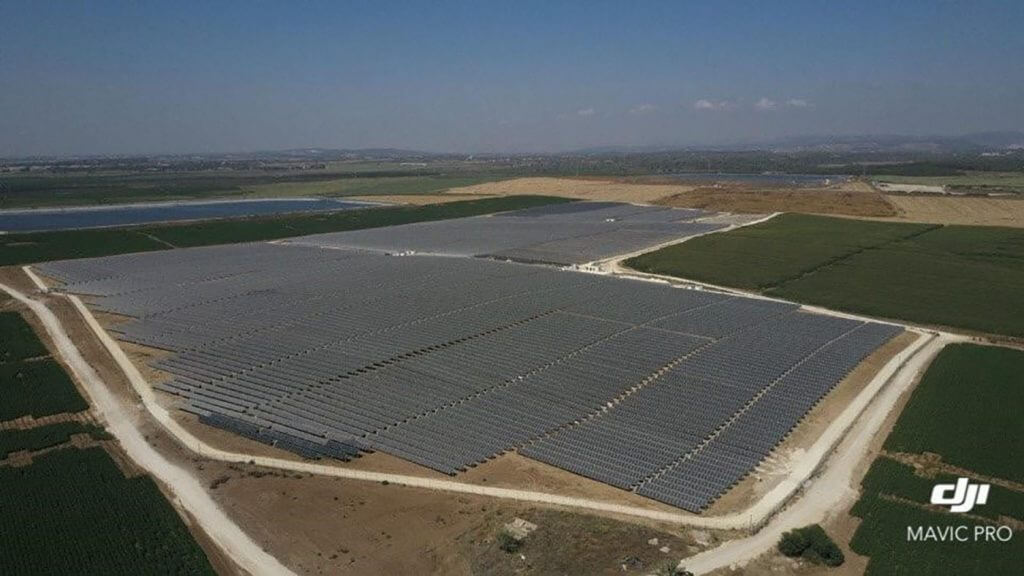 Aerial view solar farm Shoresh, ISR