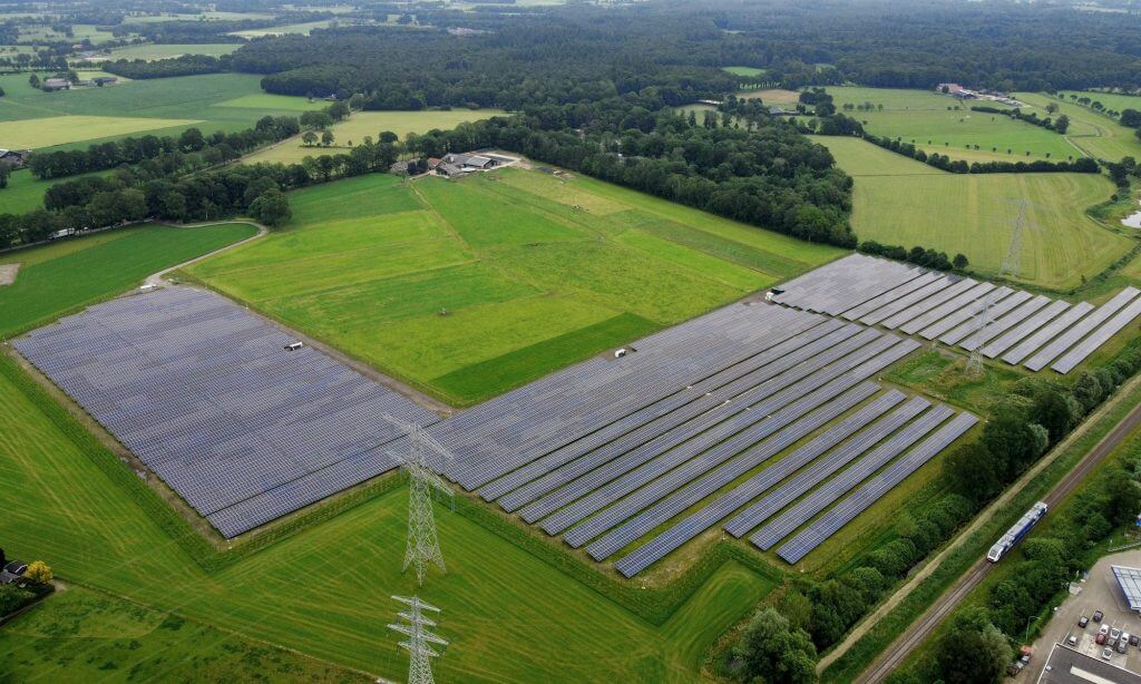 Aerial view Solar farm Lochem II, NL