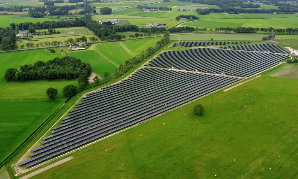 Aerial view solar farm Lochem I, NL