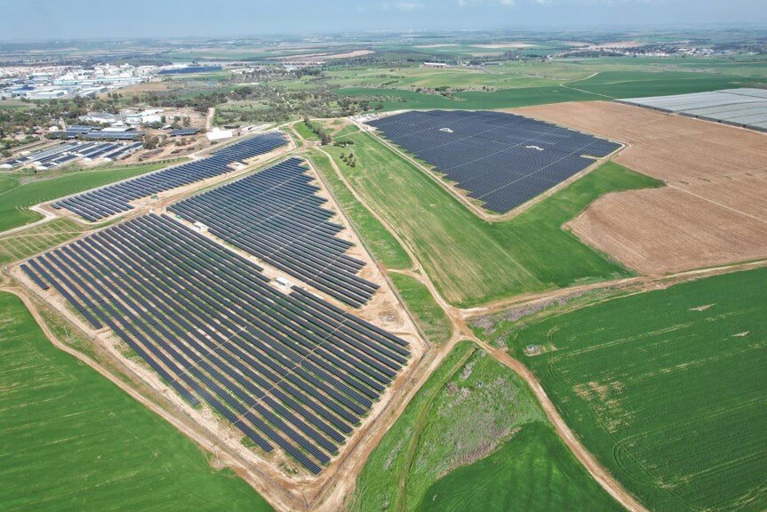 Aerial view solar farm Gevim, ISR