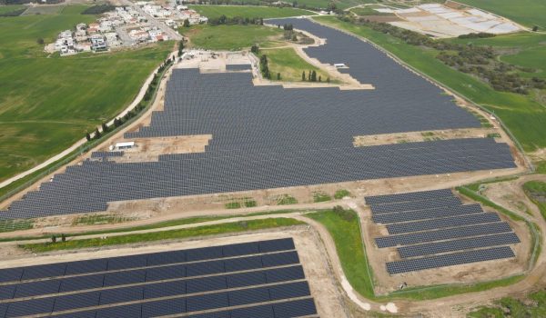 Aerial view solar farm Hodaya, ISR