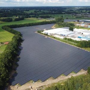 Aerial view solar farm Hof van Twente, NL