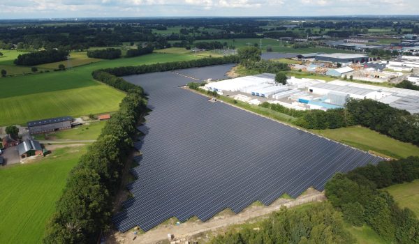 Aerial view solar farm Hof van Twente, NL