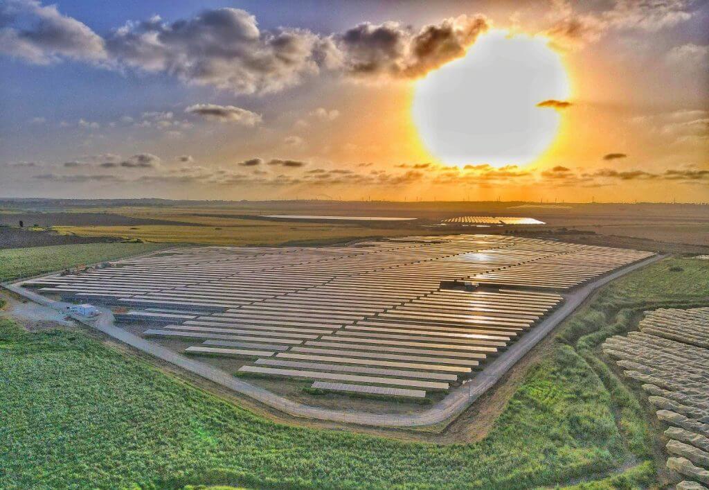 Aerial view solar farm Zrachya, ISR