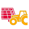 Icon in red and yellow that shows a tractor with one pv system