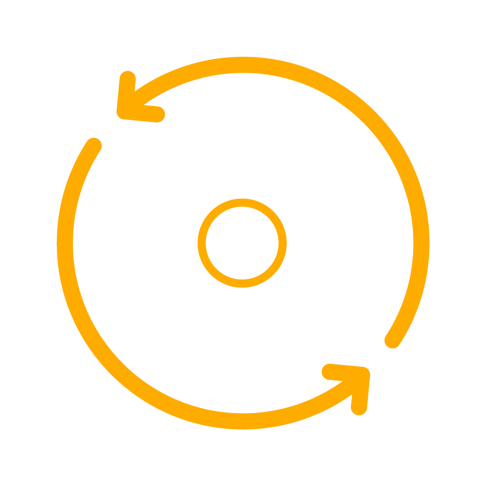 Icon in yellow and white that shows a gear