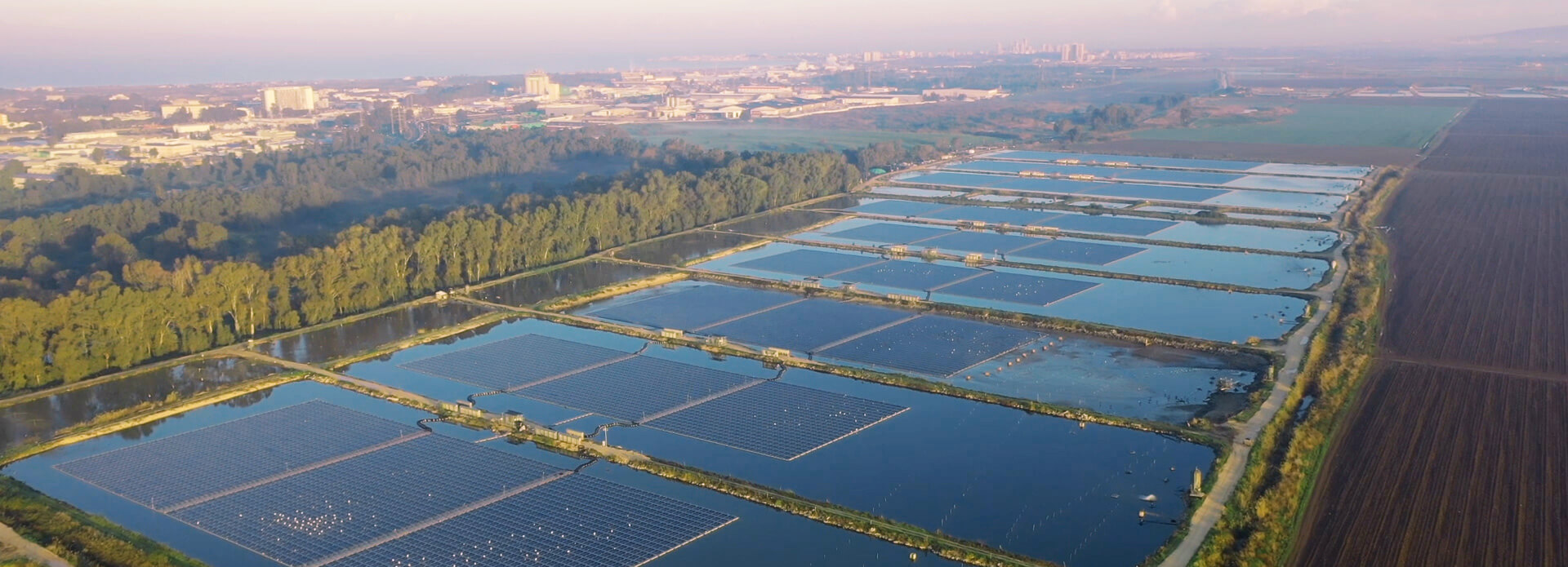 A floating photovoltaics plant built on several lakes