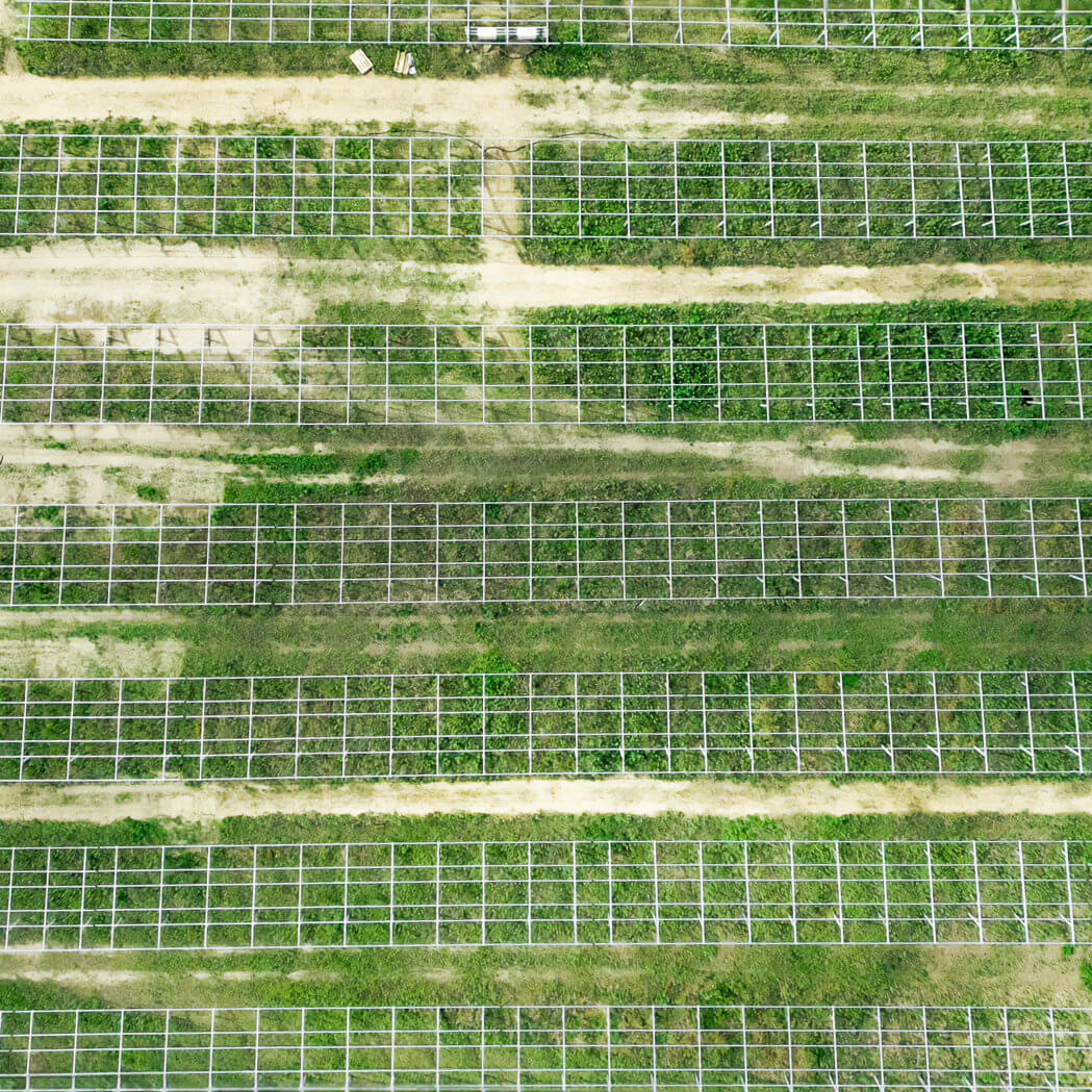 substructure of the Borrentin Solar farm seen from above