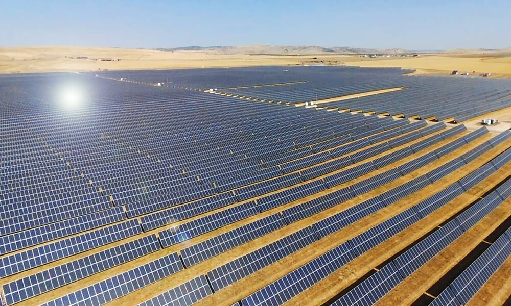 solar power plant seen from above