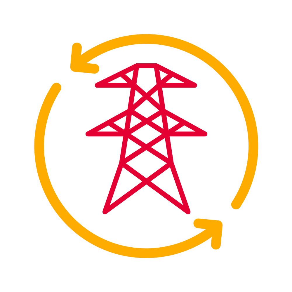 A red and yellow icon that shows a power line