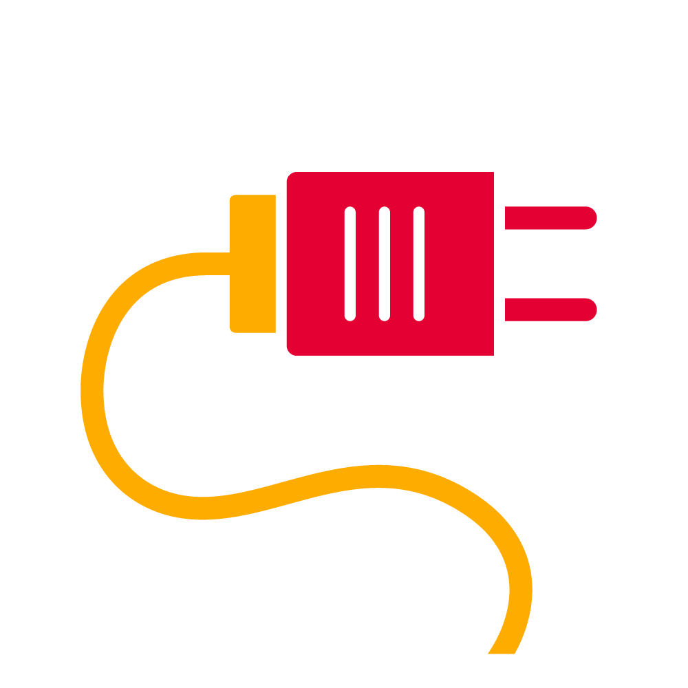 A red and yellow icon showing a power plug