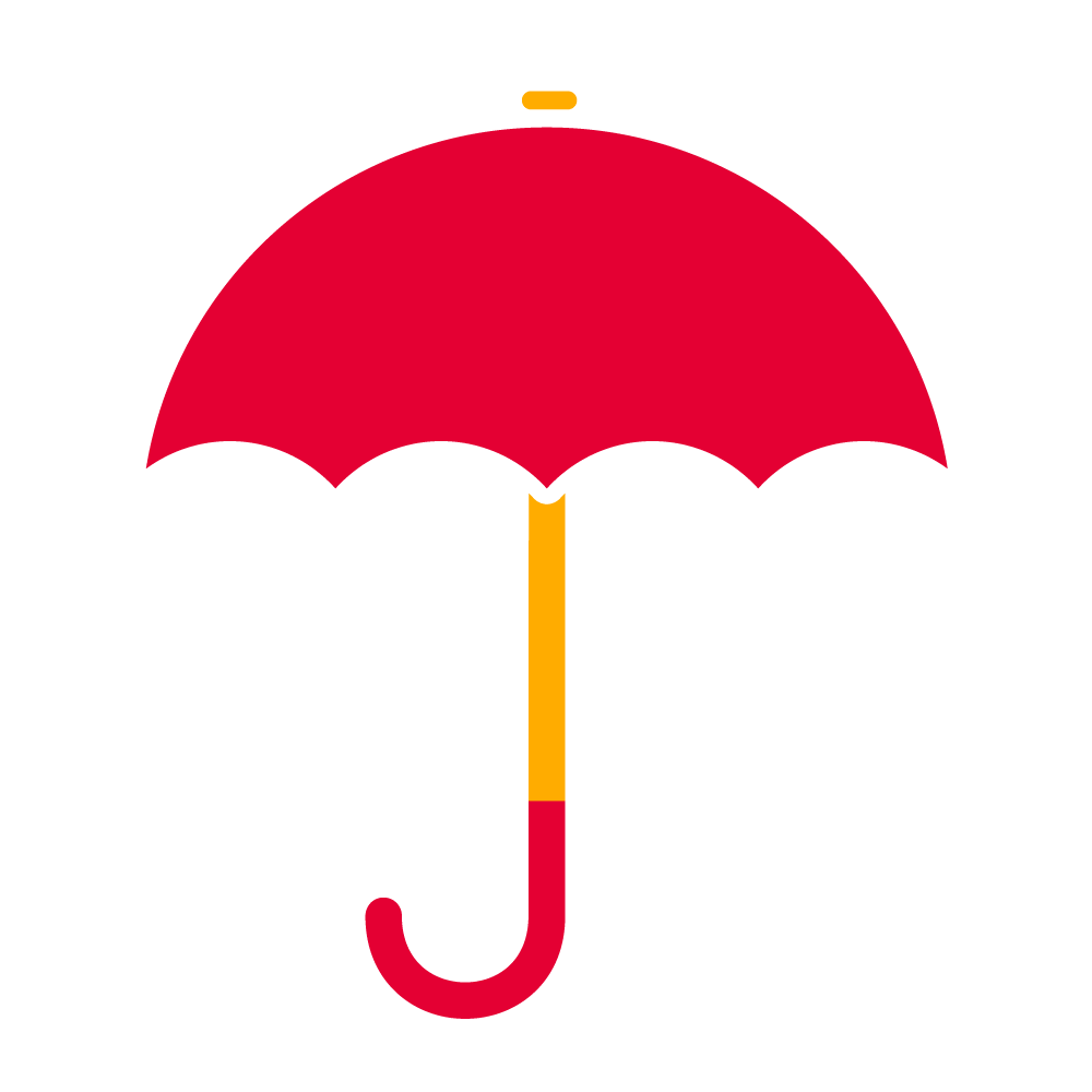 A red and yellow icon that shows an umbrella