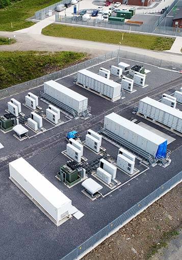 A battery storage system photographed from above