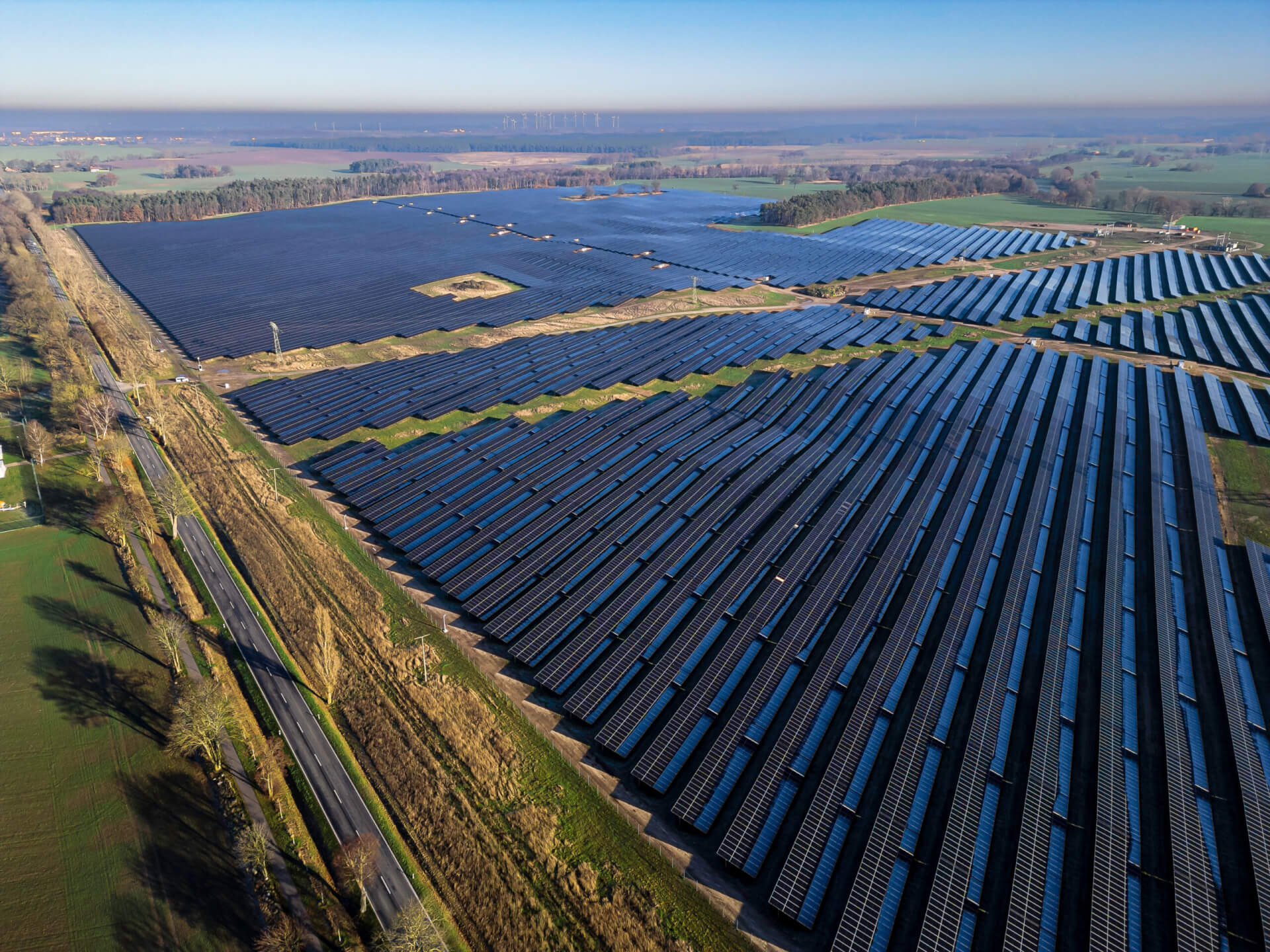 Solar farm Borrentin viewed from above