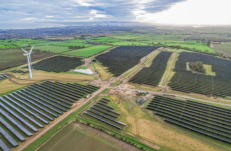 A BELECTRIC solar farm shown from above