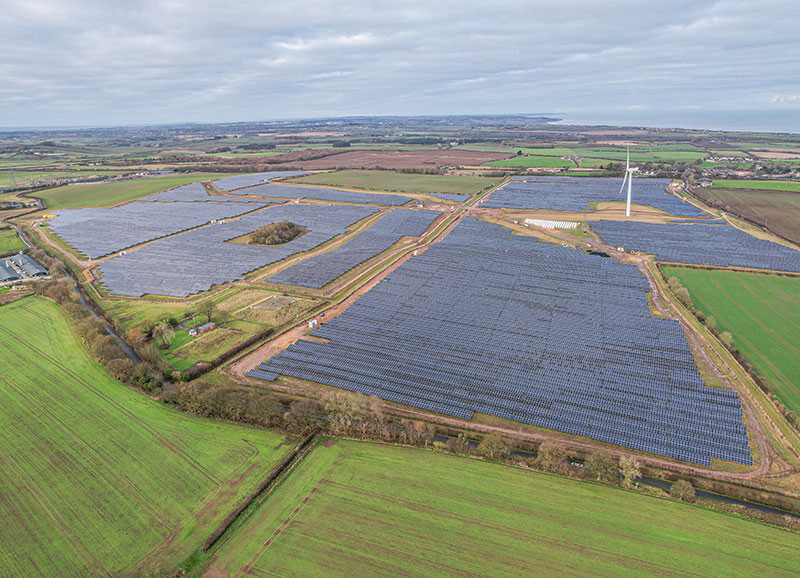 A BELECTRIC solar farm in the UK shown from above