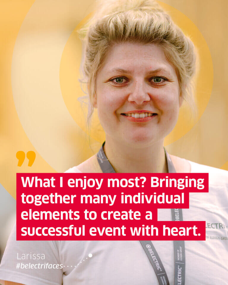 A portrait photograph of a member of staff and a quote about her personal motivation
